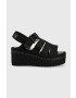 Pepe Jeans Сандали WITNEY в черно със скосена платформа PLS90577 - Pepit.bg