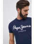 Pepe Jeans Тениска Original Stretch мъжка в тъмносиньо с принт - Pepit.bg
