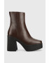 Pinko Кожени боти Coriandolo в кафяво с висок ток - Pepit.bg