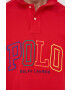 Polo Ralph Lauren Памучна тениска с яка в червено с апликация - Pepit.bg