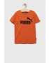 Puma Детска памучна тениска ESS Logo Tee B в оранжево с принт - Pepit.bg
