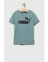Puma Детска памучна тениска ESS Logo Tee B в зелено с принт - Pepit.bg