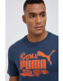 Puma Памучна тениска в тъмносиньо с принт - Pepit.bg
