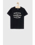 Quiksilver Детска памучна тениска в черно с принт - Pepit.bg