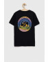 Quiksilver Детска памучна тениска в черно с десен - Pepit.bg