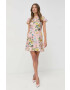 Red Valentino Копринена рокля в розово къс модел разкроен модел - Pepit.bg