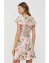 Red Valentino Копринена рокля в розово къс модел разкроен модел - Pepit.bg