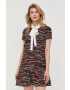 Red Valentino Копринена рокля в черно къс модел със стандартна кройка - Pepit.bg