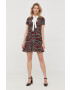 Red Valentino Копринена рокля в черно къс модел със стандартна кройка - Pepit.bg