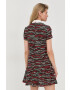 Red Valentino Копринена рокля в черно къс модел със стандартна кройка - Pepit.bg