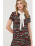 Red Valentino Копринена рокля в черно къс модел със стандартна кройка - Pepit.bg