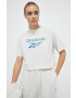 Reebok Classic Памучна тениска AE Big Logo Crop в бежово - Pepit.bg