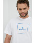 Rip Curl Памучна тениска Corp Icon Tee в бяло с принт - Pepit.bg