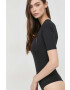 Spanx Боди Suit Yourself Ribbed Short дамско в черно - Pepit.bg