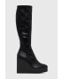 Steve Madden Ботуши Justly в черно със скосена платформа - Pepit.bg