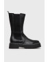 Steve Madden Кожени боти челси дамски в черно с платформа - Pepit.bg