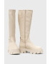 Steve Madden Кожени ботуши в бежово с платформа - Pepit.bg