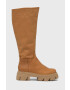 Steve Madden Кожени ботуши в кафяво с платформа - Pepit.bg