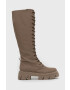 Steve Madden Кожени ботуши Marine в кафяво с платформа - Pepit.bg