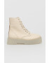 Steve Madden Кожени кубинки Skyhy Bootie дамски в кремаво с платформа - Pepit.bg