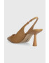 Steve Madden Кожени обувки с висок ток Lustrous в кафяво с отворена пета SM11002088 - Pepit.bg