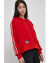 Superdry Памучен суичър дамски в червено с апликация - Pepit.bg