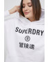 Superdry Памучен суичър дамска в бяло с принт - Pepit.bg