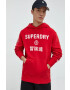 Superdry Памучен суичър в червено с принт - Pepit.bg