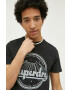 Superdry Памучна тениска в черно с принт - Pepit.bg