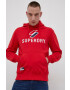 Superdry Суичър мъжки в червено с апликация - Pepit.bg