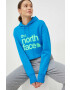 The North Face Памучен суичър в синьо с качулка с принт - Pepit.bg