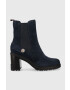Tommy Hilfiger Боти челси Outdoor High Heel Boot в тъмносиньо с висок ток - Pepit.bg