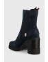Tommy Hilfiger Боти челси Outdoor High Heel Boot в тъмносиньо с висок ток - Pepit.bg