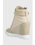 Tommy Hilfiger Боти Wedge Sneaker Boot в бежово със скосена платформа - Pepit.bg