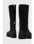 Tommy Hilfiger Ботуши Rain Boot Long Shaft в черно с равна подметка - Pepit.bg