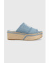 Tommy Hilfiger Чехли DENIM WEDGE FLATFORM в синьо с платформа FW0FW07085 - Pepit.bg