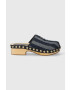 Tommy Hilfiger Чехли TH DENIM CONTRAST CLOG в тъмносиньо с платформа FW0FW07410 - Pepit.bg