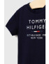 Tommy Hilfiger Детска памучна тениска в тъмносиньо с принт - Pepit.bg