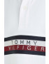 Tommy Hilfiger Детска памучна тениска с яка в бяло с апликация - Pepit.bg