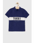 Tommy Hilfiger Детска тениска с яка в тъмносиньо с апликация - Pepit.bg