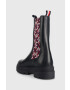 Tommy Hilfiger Кожени боти Monogram Chelsea Boot в тъмносиньо с равна подметка - Pepit.bg