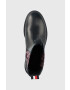Tommy Hilfiger Кожени боти Monogram Chelsea Boot в тъмносиньо с равна подметка - Pepit.bg