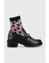 Tommy Hilfiger Кожени боти Tommy Monogram Bootie в тъмносиньо с висок ток - Pepit.bg