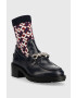 Tommy Hilfiger Кожени боти Tommy Monogram Bootie в тъмносиньо с висок ток - Pepit.bg
