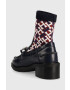 Tommy Hilfiger Кожени боти Tommy Monogram Bootie в тъмносиньо с висок ток - Pepit.bg