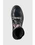 Tommy Hilfiger Кожени боти Tommy Monogram Bootie в тъмносиньо с висок ток - Pepit.bg
