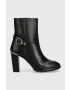 Tommy Hilfiger Кожени боти Belt High Heel Boot в черно с висок ток - Pepit.bg