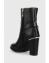 Tommy Hilfiger Кожени боти Belt High Heel Boot в черно с висок ток - Pepit.bg