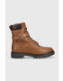 Tommy Hilfiger Кожени боти Buckle Lace Up в кафяво с равна подметка - Pepit.bg