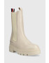 Tommy Hilfiger Кожени боти челси Monochromatic Chelsea Boot в бежово с платформа - Pepit.bg